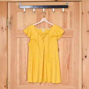 NWT Old Navy Yellow Tie Up Flutter Sleeve Tee Tall